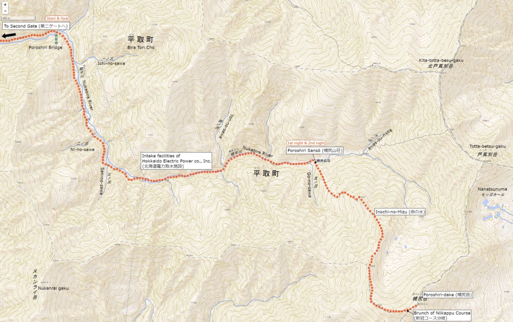 Map of the Nukabira River Route | Click on the image above to open the enlarged image in a separate tab.