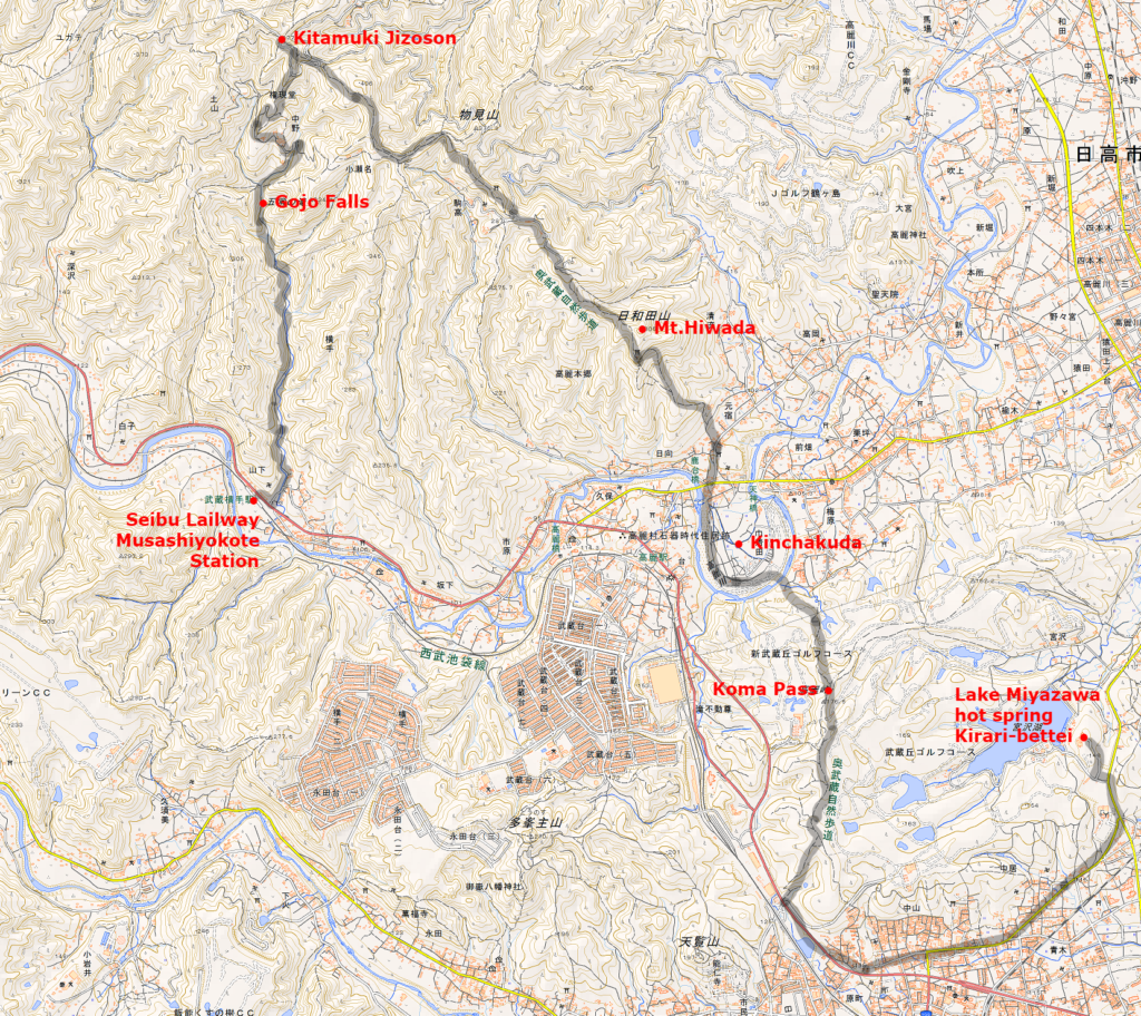 奥武蔵自然歩道のハイキングルートマップ | クリックすると別タブで拡大図が開きます。
