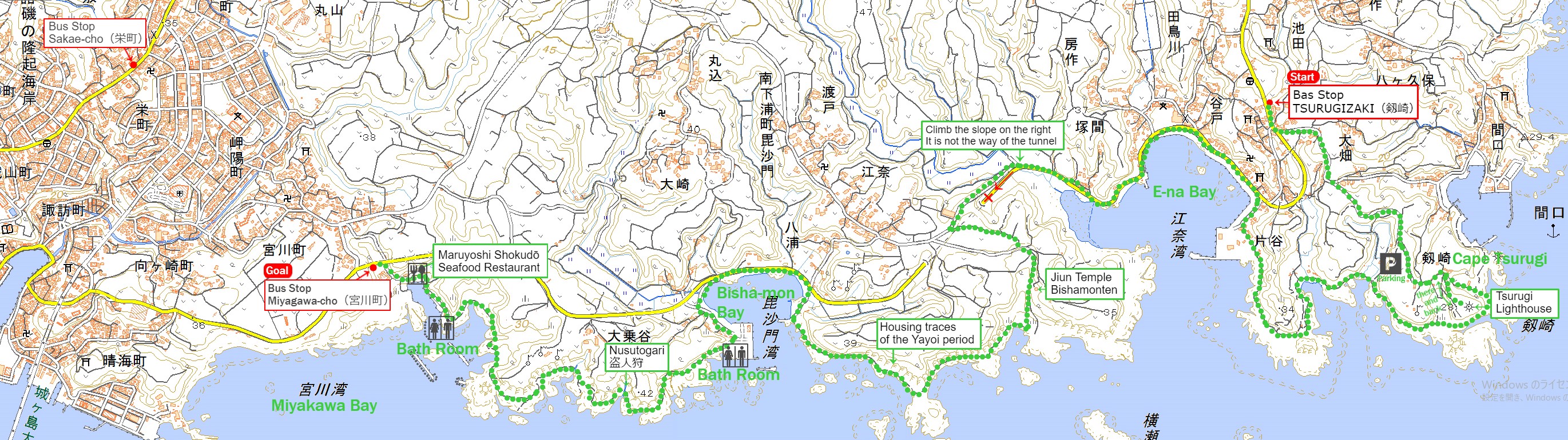 The whole map of Miura Reef Route(the Miura Gansho no Michi)