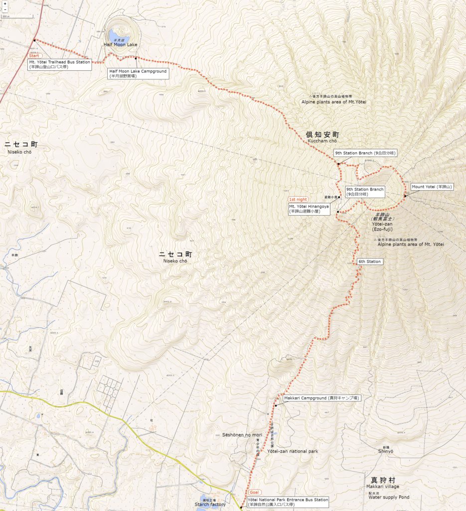 Map of Mt. Yōtei | Click on the image above to open the enlarged image in a separate tab.